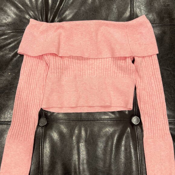 🍂 Wild Fable Pink Off-Shoulder Ribbed Sweater Top - Size S